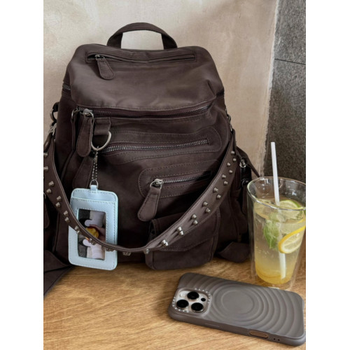 韓系復古雙肩包女大容量旅行通勤學生後後背包磨砂絨面單肩機車ins風