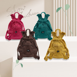 爆款網紅同款雙肩包小衆設計休閒針織手提包時尚百搭包包時尚休閒