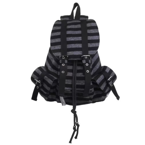 韓系ins同款機能風復古條紋雙肩包新款百搭大容量學生上課休閒包