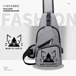 怪物獵人OL貓廚師愛魯貓airou貓單肩後後背包胸包斜後後背包新款休閒ww