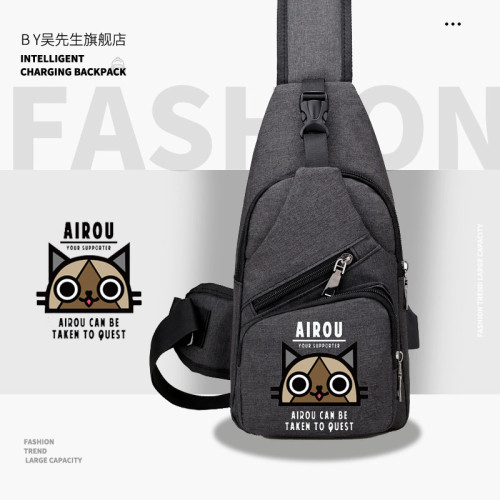 怪物獵人OL貓廚師愛魯貓airou貓單肩後後背包胸包斜後後背包新款休閒ww