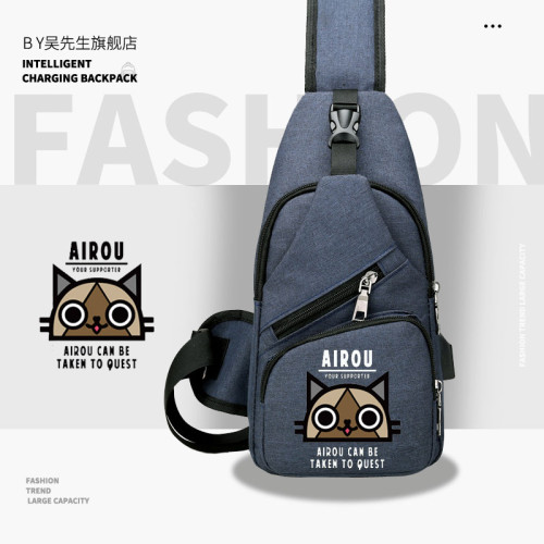 怪物獵人OL貓廚師愛魯貓airou貓單肩後後背包胸包斜後後背包新款休閒ww