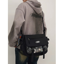 斜後後背包男生個性潮牌大容量單肩包女學生微痛包原創百搭挎包初中生