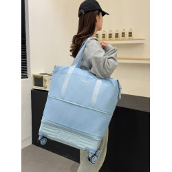 帶滑輪行李袋學生住校裝被子大容量旅行包男女手提登機輕便拉桿包