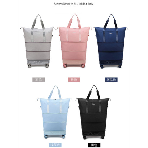 帶滑輪行李袋學生住校裝被子大容量旅行包男女手提登機輕便拉桿包 帶滑輪行李袋學生住校裝被子大容量旅行包男女手提登機輕便拉桿包