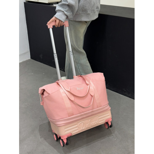 帶滑輪行李袋學生住校裝被子大容量旅行包男女手提登機輕便拉桿包 帶滑輪行李袋學生住校裝被子大容量旅行包男女手提登機輕便拉桿包