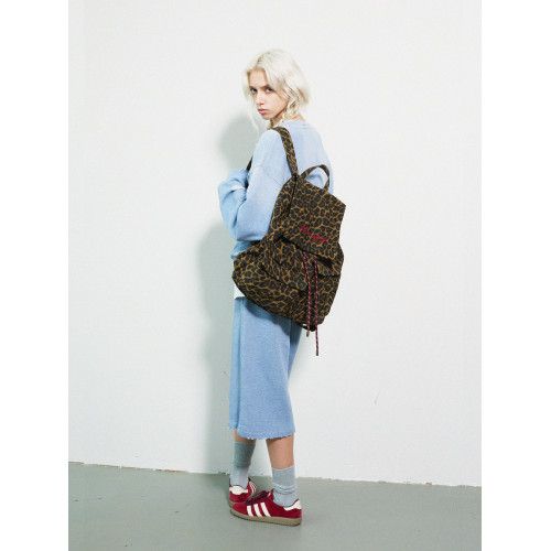 Momogigi 叛逆少年 原創設計復古豹紋帆布大容量雙肩包情侶後後背包新 Momogigi 叛逆少年 原創設計復古豹紋帆布大容量雙肩包情侶後後背包新