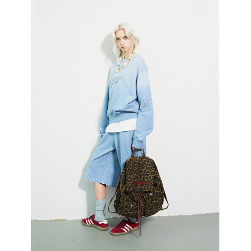 Momogigi 叛逆少年 原創設計復古豹紋帆布大容量雙肩包情侶後後背包新 Momogigi 叛逆少年 原創設計復古豹紋帆布大容量雙肩包情侶後後背包新