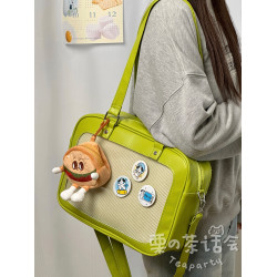 日系軟妹看展吧唧痛包穀子展示袋 學院ins二次元PU手提斜後後背包包女