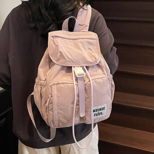 帆布雙肩包女大容量休閒百搭學生上課書包戶外登山包輕便旅遊後後背包