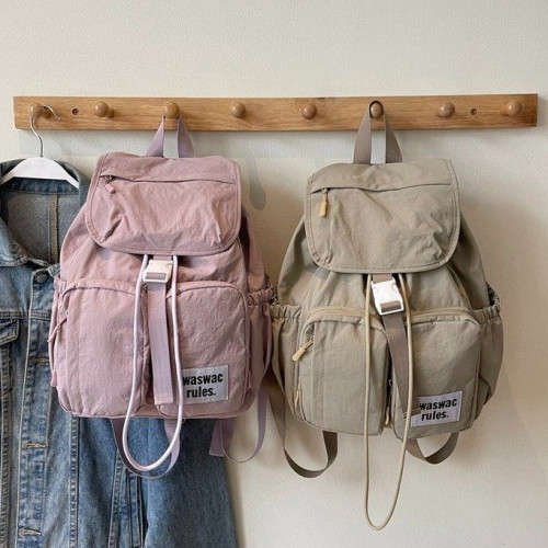 帆布雙肩包女大容量休閒百搭學生上課書包戶外登山包輕便旅遊後後背包