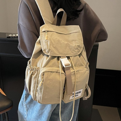 帆布雙肩包女大容量休閒百搭學生上課書包戶外登山包輕便旅遊後後背包