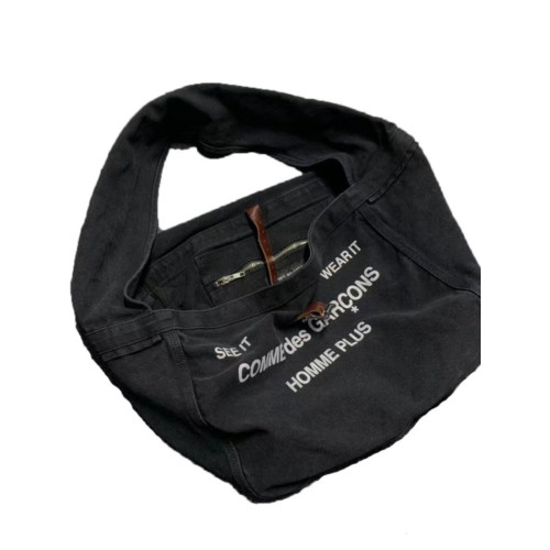 Cdgvintage牛仔布流浪包 水洗做舊帆布包斜背大容量潮牌單肩包