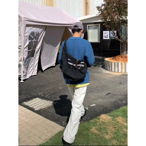 Cdgvintage牛仔布流浪包 水洗做舊帆布包斜背大容量潮牌單肩包