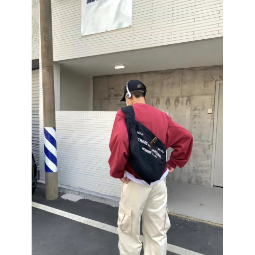 Cdgvintage牛仔布流浪包 水洗做舊帆布包斜背大容量潮牌單肩包