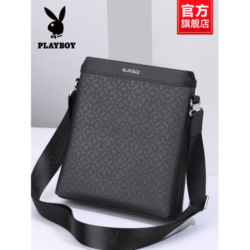 花花公子單肩包男士斜後後背包公文包2024新款商務休閒男款包包後後背包潮