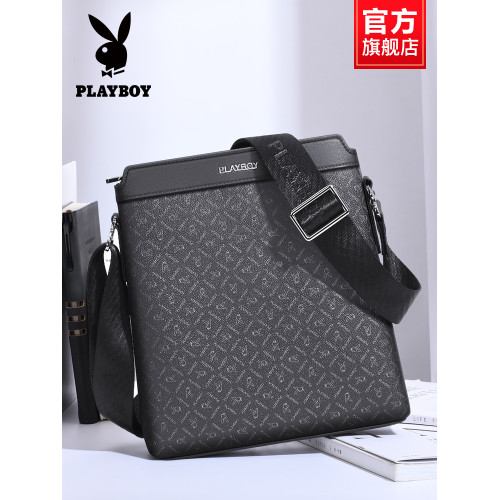 花花公子單肩包男士斜後後背包公文包2024新款商務休閒男款包包後後背包潮
