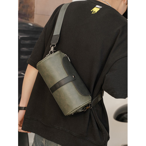 時尚潮流小包男單肩包街頭潮牌圓筒包復古斜後後背包2026新款小後後背包