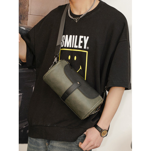 時尚潮流小包男單肩包街頭潮牌圓筒包復古斜後後背包2026新款小後後背包