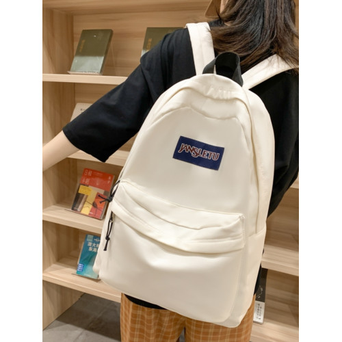 純色雙肩後後背包ins校園初高中學生書包大學生高顔值休閒通勤旅行包