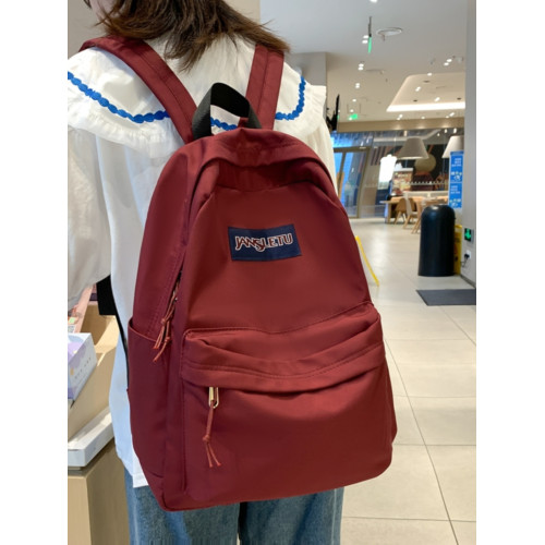 純色雙肩後後背包ins校園初高中學生書包大學生高顔值休閒通勤旅行包