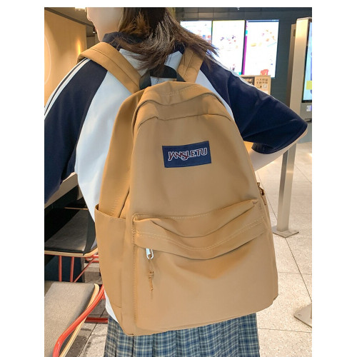 純色雙肩後後背包ins校園初高中學生書包大學生高顔值休閒通勤旅行包