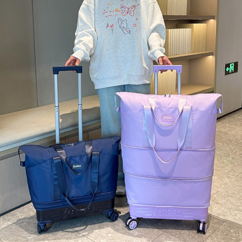 帶滑輪萬向輪旅行包輕便手提大容量可托運折曡拉桿行李包收納袋男 帶滑輪萬向輪旅行包輕便手提大容量可托運折曡拉桿行李包收納袋男