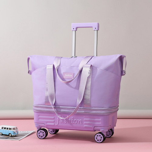 帶滑輪萬向輪旅行包輕便手提大容量可托運折曡拉桿行李包收納袋男 帶滑輪萬向輪旅行包輕便手提大容量可托運折曡拉桿行李包收納袋男