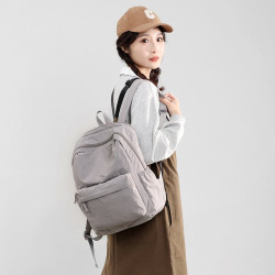 簡約輕便雙肩包男女大容量純色初高中大學生旅遊書包防水尼龍後後背包