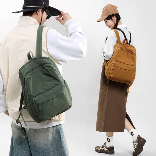 簡約輕便雙肩包男女大容量純色初高中大學生旅遊書包防水尼龍後後背包