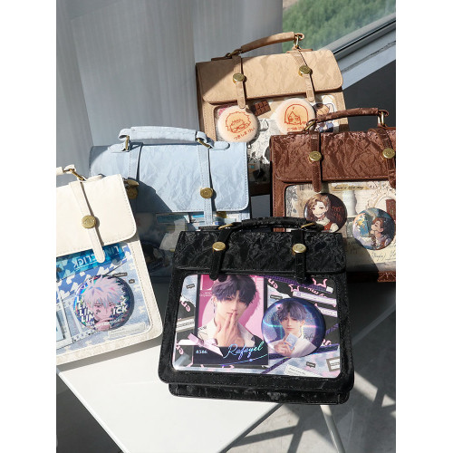 嗚咚小鋪原創日常百搭吧唧二次元雙肩小食量痛包包女【芙芙生酪】