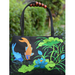 2023新款民族風手工雙面綉花刺綉包包中老年手提包女士帆布旅行包