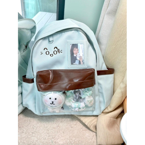 新款百搭透明大容量通勤雙肩包娃包書包大學生痛包吧唧學生後後背包