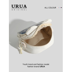 白色外出小痛包斜後後背包二次元學生黨追星小食量痛包小型日常穀子包