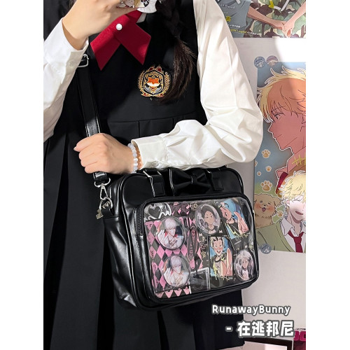 校園百搭純色簡約小食量吧唧紥穀痛包蝴蝶結JK二次元單肩斜後後背包女