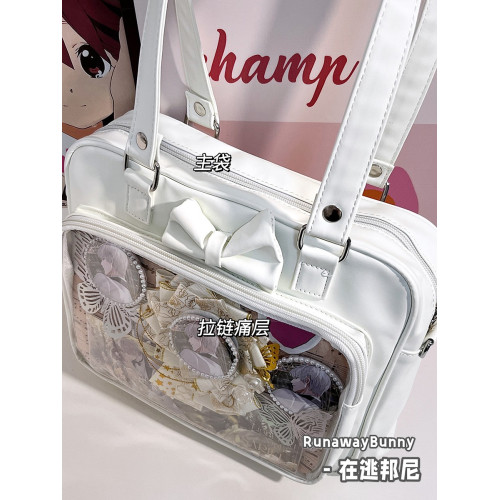 校園百搭純色簡約小食量吧唧紥穀痛包蝴蝶結JK二次元單肩斜後後背包女