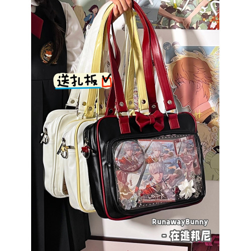 校園百搭純色簡約小食量吧唧紥穀痛包蝴蝶結JK二次元單肩斜後後背包女