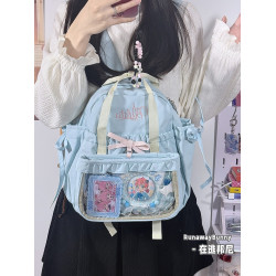 日系二次元雙肩痛包女蝴蝶結可拆卸小後後背包甜美可愛學生書包小食量