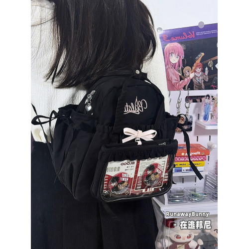 日系二次元雙肩痛包女蝴蝶結可拆卸小後後背包甜美可愛學生書包小食量