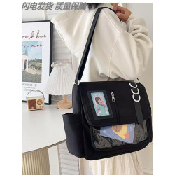 日系女包尼龍單肩小衆設計時尚百搭手提上課通勤斜後後背包藍色痛包