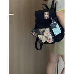 錢一波痛包｜黑色紅色15cm娃包運動風大容量學生上課雙肩後後背包實用