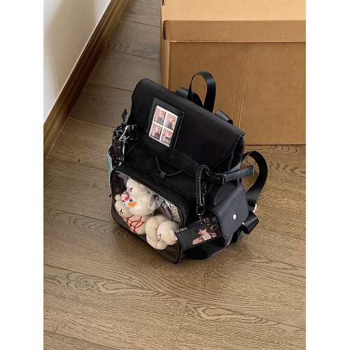 錢一波痛包｜黑色紅色15cm娃包運動風大容量學生上課雙肩後後背包實用