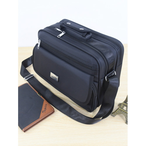 商務單肩包休閒斜後後背包手提加厚防水牛津布挎包多隔層收納工具挎包