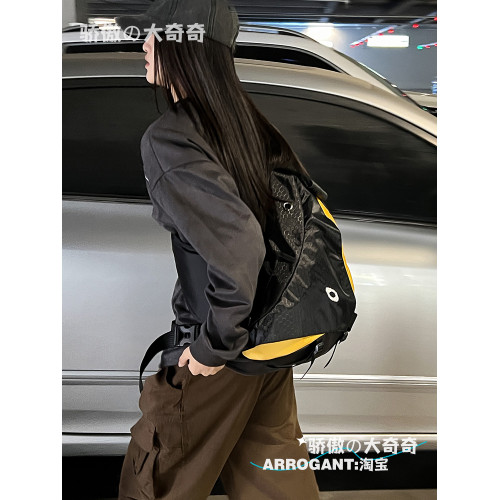 潮酷運動胸包斜後後背包大容量街頭男女學生戶外單肩後後背包騎行機車大包