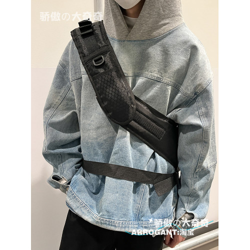 潮酷運動胸包斜後後背包大容量街頭男女學生戶外單肩後後背包騎行機車大包