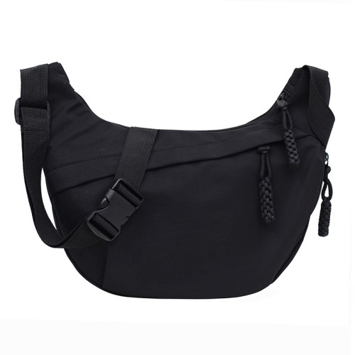 餃子包女斜後後背包2024新款大容量休閒大學生上課裝書運動單肩帆布包