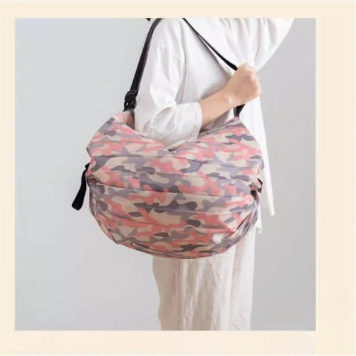 日系風琴百褶包可收縮大容量購物袋尼龍布環保袋拉鍊包雙提手加牢