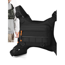 潮牌多功能戰術胸包工裝騎行包街頭潮機能馬甲背心包機車跑步胸包