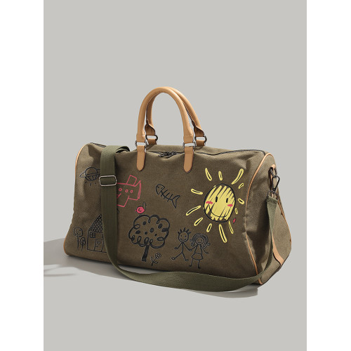 UR卡通印花短途旅行袋2025新款大容量登山包男女通用健身包手提包