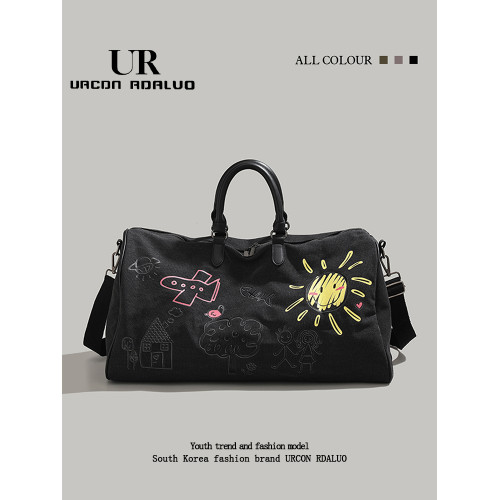 UR卡通印花短途旅行袋2025新款大容量登山包男女通用健身包手提包